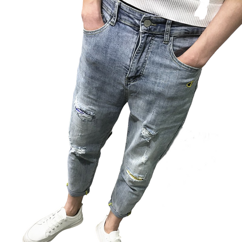 KaLI_store Baggy Jeans Men's Ripped Jeans Relaxed Fit Distressed Destroyed  Regular Straight Leg Denim Pants Blue,33 - Walmart.com
